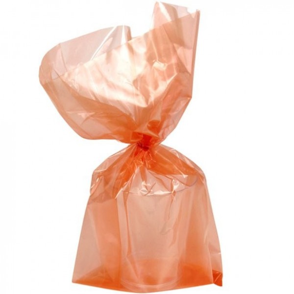 25 orange gift bags cellophane 29cm
