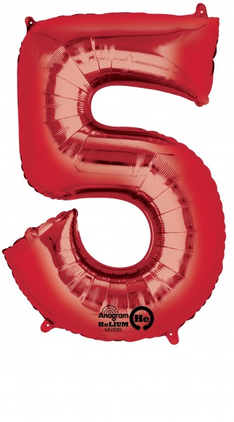 Number balloon 5 red 86cm