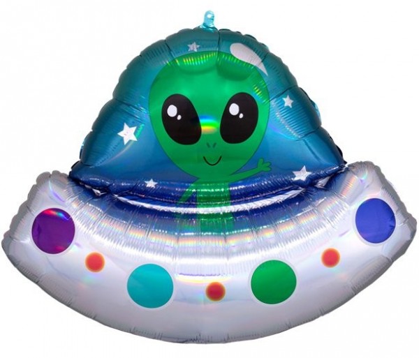 Palloncino foil UFO con alieno 81cm
