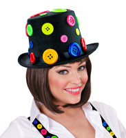 Sombrero de copa con botones de colores para adulto.