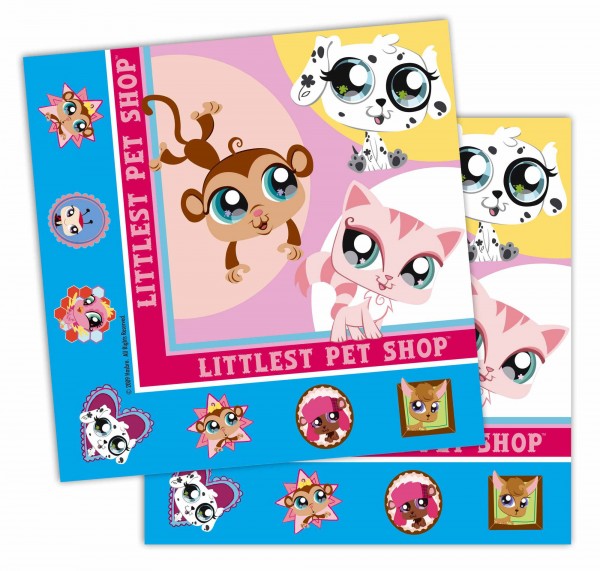 16 servilletas de amor de animales Littlest Pet Shop 33cm