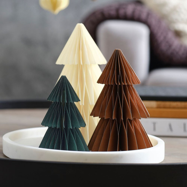 3 naturlige honeycomb bold juletræ standees