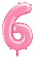 Vorschau: Zahl 6 Folienballon rosa 86cm