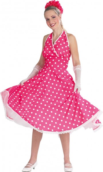 Śliczna w różowej sukience z lat 50