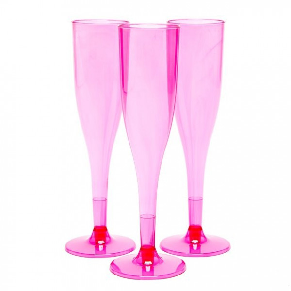 20 copas de champán de plástico rosa 162ml