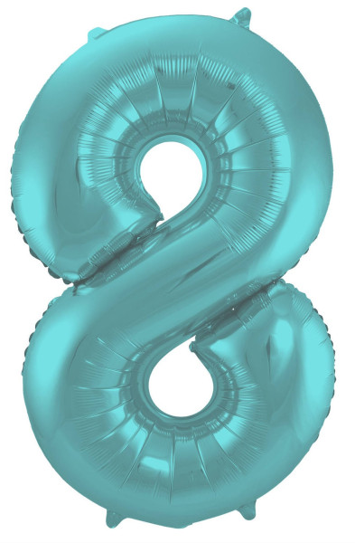 Aqua number 8 foil balloon 86cm