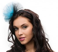Anteprima: Fascia per capelli con applicazione in tessuto in blu ghiaccio