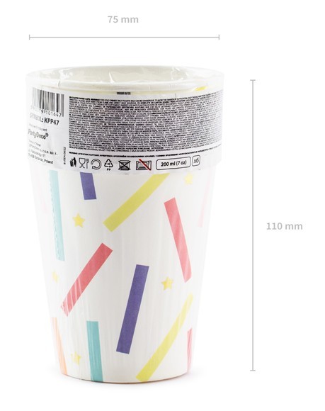 6 Birthday Festival paper cups 200ml 2