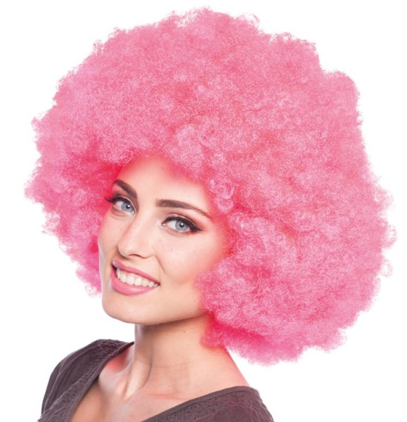 XXL Afro peruk i rosa