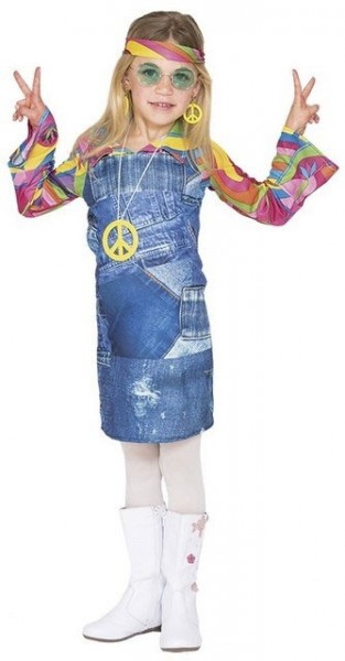 Hippie girl in jeans look girl costume