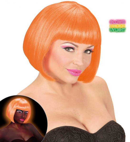 UV Neon-Orangefarbene Damenperücke