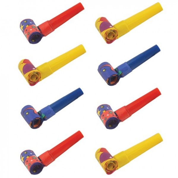 8 farverige festhorn
