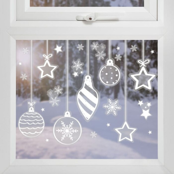 Country house Christmas ball window decoration