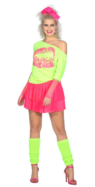 80s Kiss Shirt für Damen neon-grün