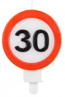 Traffic sign 30 cake candle 6cm