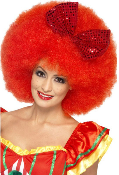 Parrucca XXL afro clown rossa