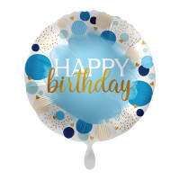 Voorvertoning: Folieballon Verjaardag Blauwe Stippen 45cm