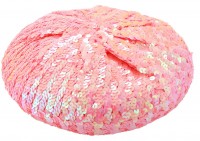 Widok: Cekinowy beret w stylu francuskim, różowy