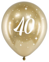 6 Glossy Gold Number 40 Balloon 30cm