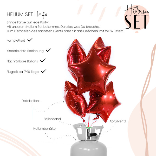 Glossy - Hot Love - Stern Ballonbouquet-Set mit Heliumbehälter 2