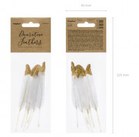 Preview: 6 white and gold feathers Harmony