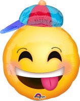 Vorschau: Stabballon Lachender Smiley mit Cap