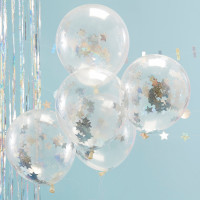 Widok: 5 holograficznych balonów konfetti w gwiazdki