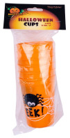 Aperçu: 6 gobelets de fête orange avec toile d'araignée