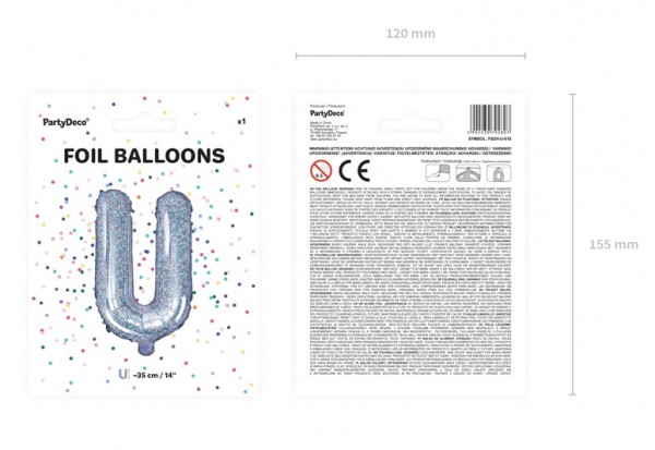 Holografischer U Folienballon 35cm 2