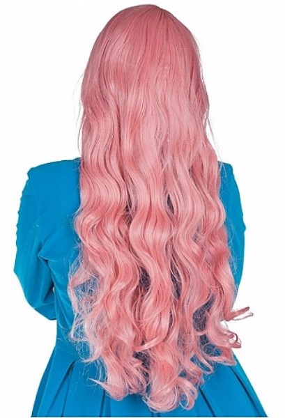 Peluca de pelo largo rosa escarchado para mujer 2
