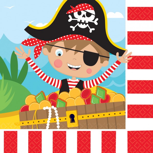 16 Servietten kleiner Pirat Tommy auf Schatzsuche
