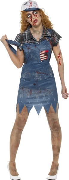 Farmergirl Zombie dames kostuum