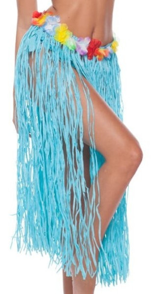 Hawaii rok blauwe franjes 80cm