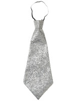 Srebrny brokatowy krawat ze wstążką