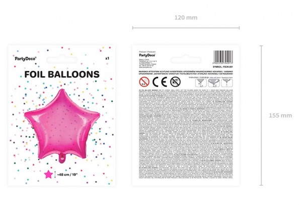 Transparenter Sternballon pink 48cm 3