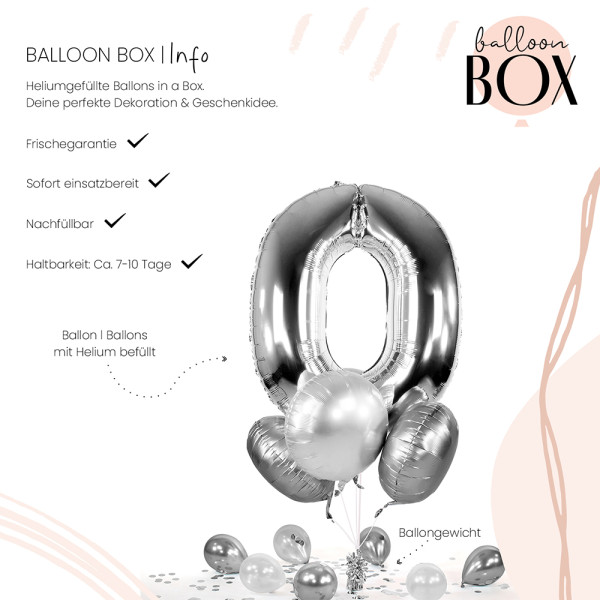 Ballongruß in der Box Silver 0 5er Set 3