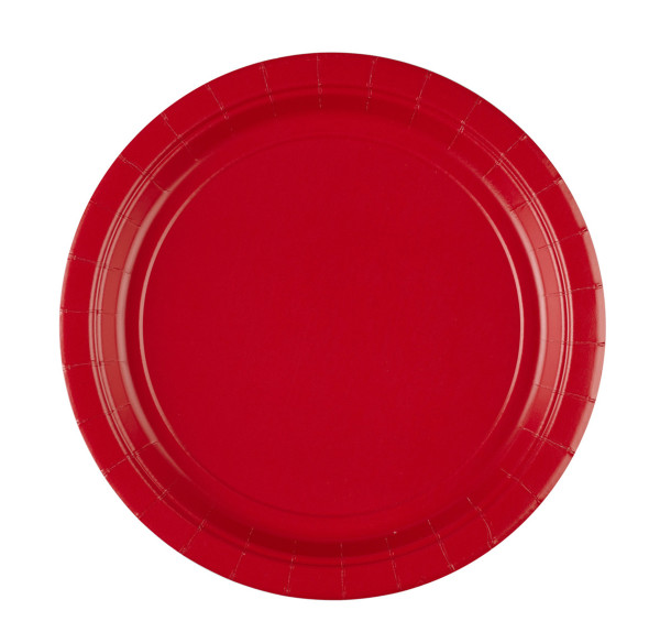 20 platos de papel rojo manzana 22,8cm