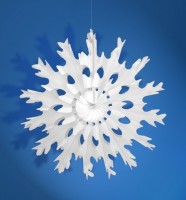 Oversigt: Papir rosette i snefnugdesign 45 cm