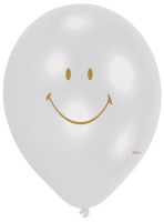 Oversigt: 6 gyldne smil balloner 28 cm