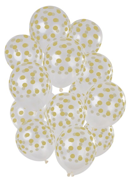 15 latexballonger med guldprickar