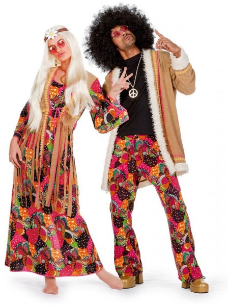 Disfraz de mujer vestido hippie retro