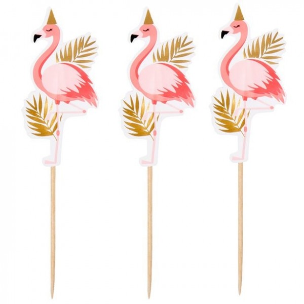 12 szaszłyków koktajlowych z flamingami