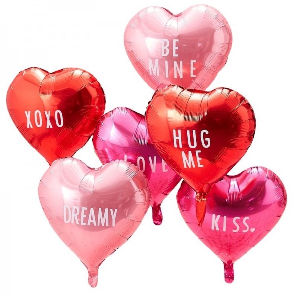 6 DIY Valentine Message Ballons 45cm