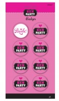 Ladies Night Hen Party Buttons Pink 8 pieces