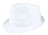 Widok: Biała cekinowa czapka fedora
