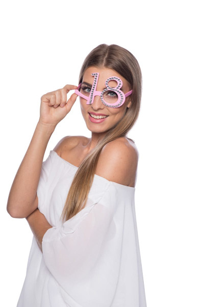 Diamentowe 18 różowych urodzinowych okularów