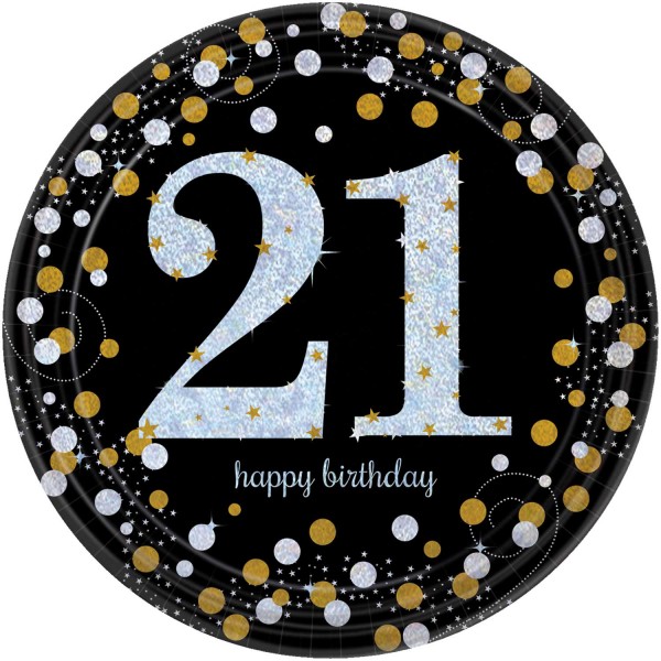 8 Golden Sparkling 21st Birthday Cake 23cm