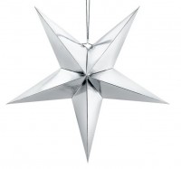Reflective paper star in silver 70cm