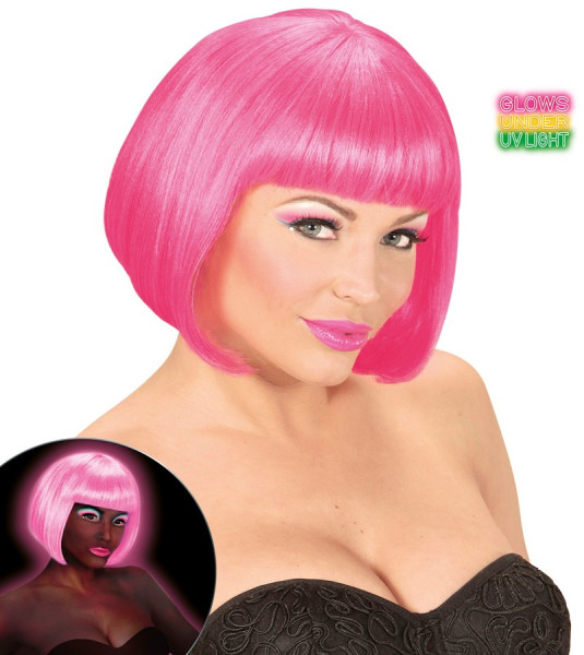 Neon pink UV wig bob
