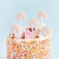 Preview: 5 rainbow motif cake candles